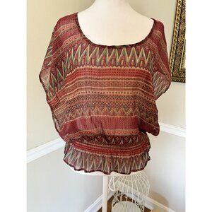 Poetry Womens Size Medium Sheer Blouse Open Back Sides Bohemian